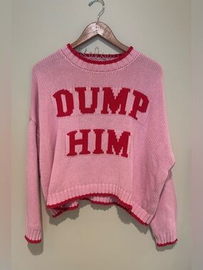 Sincerely Jules ‘Dump Him’ Pink & Red Sweater Cotton Blend Size Large